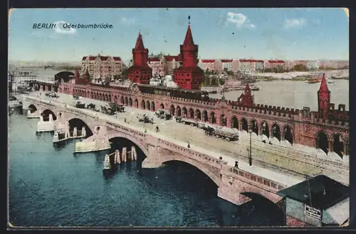 AK Berlin-Friedrichshain, Oberbaumbrücke