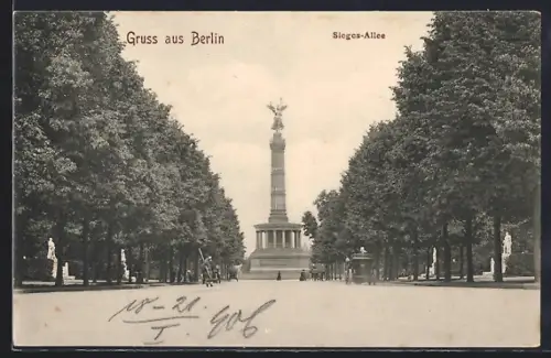 AK Berlin, Sieges-Allee, Siegessäule