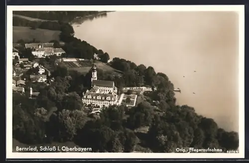 AK Bernried / Starnberger See, Fliegeraufnahme des Schlosses