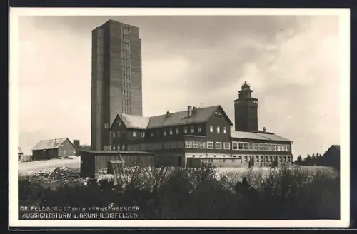 AK Gr. Feldberg i. T., Aussichtsturm u. Brunhildisfelsen