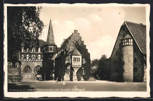 AK Marburg a. d. Lahn, Firmaneiplatz mit Deutsch-Ordensgut