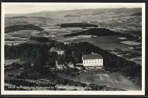 AK Reichelsheim im Odenwald, Schloss Reichenberg vom Flugzeug aus