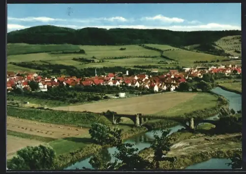 AK Unterrieden üb. Witzenhausen, Ortsansicht, Brücke