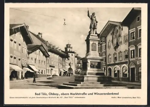 AK Bad Tölz, Obbay, Obere Marktstrasse, Winzererdenkmal