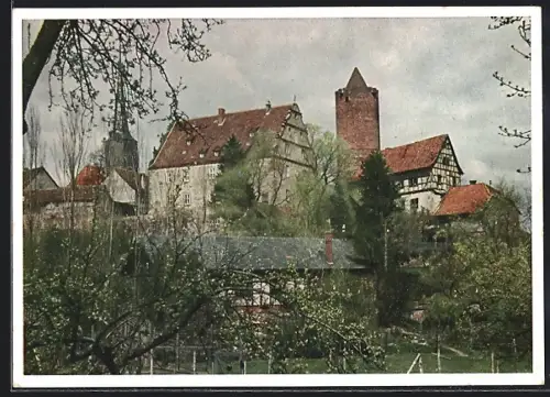AK Schlitz, Burg, Fachwerkhäuser, Stadtturm
