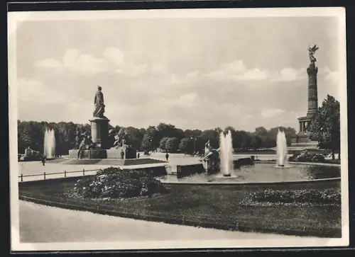 AK Berlin-Tiergarten, Bismarck-Denkmal, Siegessäule, Brunnen