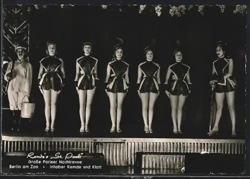 AK Berlin-Charlottenburg, Cabaret Remde`s St. Pauli am Zoo, Grosse Pariser Nachtrevue, Inh. Remde und Klatt
