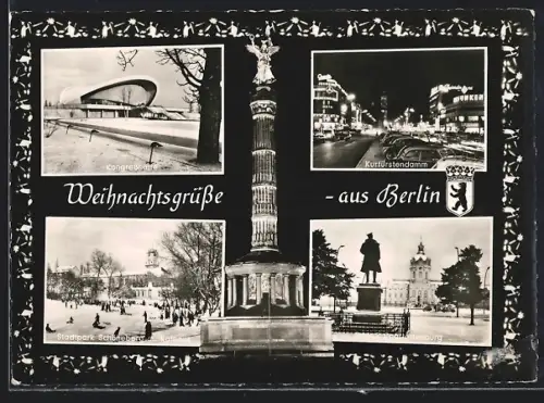 AK Berlin, Kongresshalle, Kurfürstendamm, Schloss Charlottenburg, Stadtpark Schöneberg