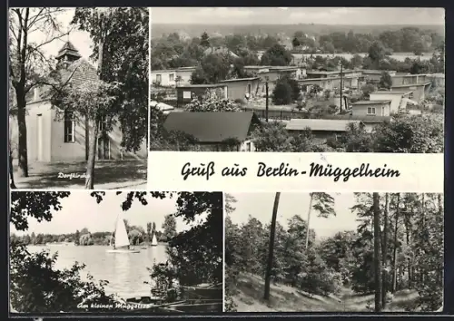 AK Berlin-Müggelheim, Dorfkirche, Siedlung, Kleiner Müggelsee