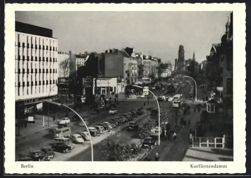AK Berlin-Charlottenburg, Kurfürstendamm, Kaiser-Wilhelm-Gedächtniskirche