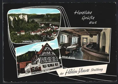 AK Streitberg /Fränk. Schweiz, Restaurant Höhlen-Klause, Gasthof Schwarzer Adler