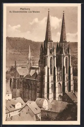 AK Marburg, St. Elisabethkirche von Westen