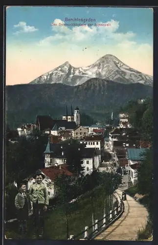 AK Berchtesgaden, Stadtansicht, Alpenpanorama
