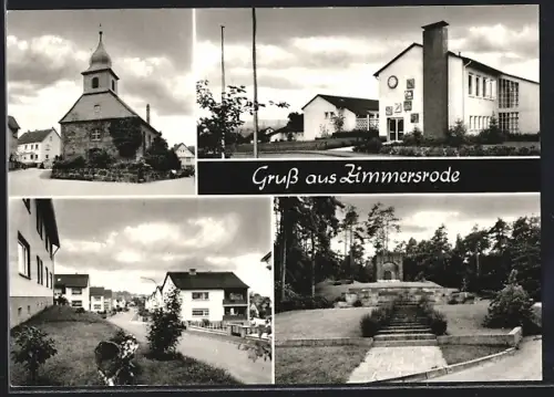 AK Zimmersrode, Kirche, Schule, Ehrenmal, Wohnhäuser