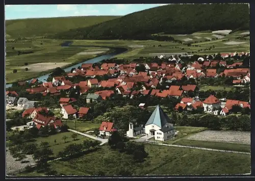 AK Oedelsheim /Weserbergland, Ortsansicht, Kirche