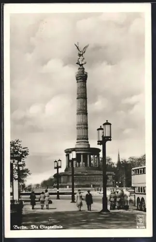 AK Berlin-Tiergarten, Siegessäule, Strassenleben