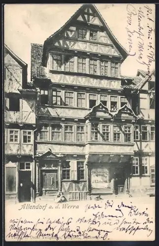 AK Allendorf a. d. Werra, Fachwerkhaus, Geschäft von J. R. Eschstruth