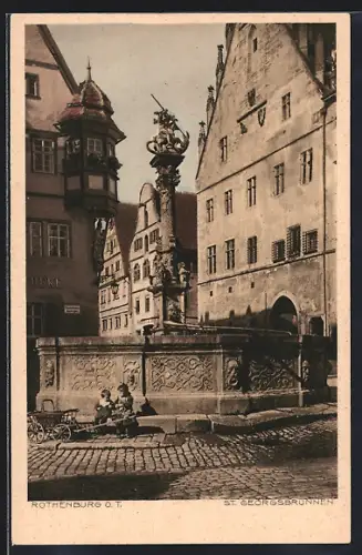 AK Rothenburg o. T., St. Georgsbrunnen