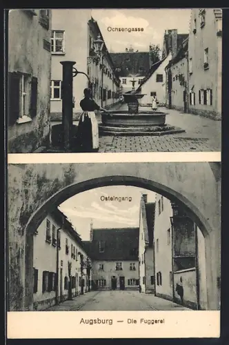AK Augsburg, Die Fuggerei, Ochsengasse, Osteingang