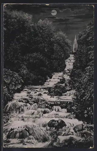 AK Berlin-Kreuzberg, Victoria-Wasserfall bei Vollmondnacht