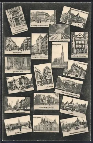 AK Frankfurt a. M., Synagoge in der Börnestrasse, Hippodrom, Hauptbahnhof, Hotel z. Schwan, Kaiserstrasse