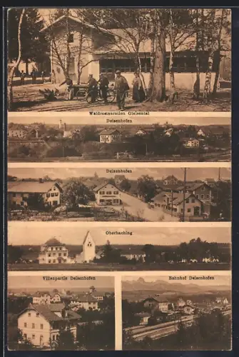 AK Deisenhofen / München, Gasthaus Gleisental, Bahnhof, Villenpartie, Oberaching