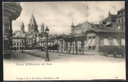 AK Mainz, Fischthorplatz und Dom