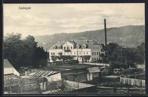 AK Dresden-Laubegast, Teilansicht mit Fabrik