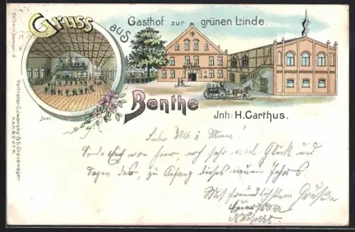 Lithographie Benthe, Gasthof zur grünen Linde