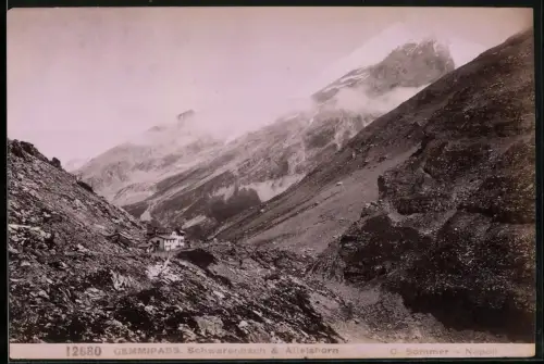 Fotografie G. Sommer, Napoli, Ansicht Gemmipass, Blick zum Hotel Schwarenbach und Altelshorn
