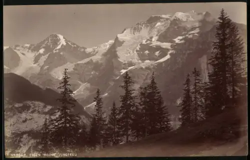 Fotografie unbekannter Fotograf, Ansicht Mürren, Blick nach Eiger, Mönch und Jungfrau