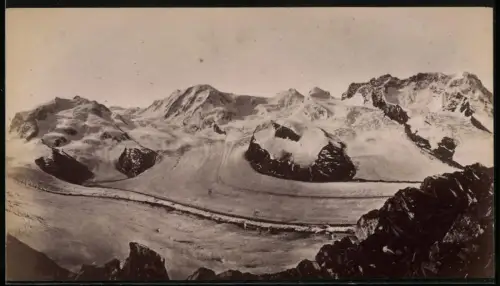 Fotografie unbekannter Fotograf, Ansicht Zermatt, Gletscher Monte Rosa