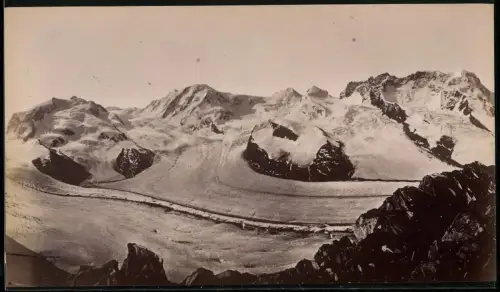 Fotografie unbekannter Fotograf, Ansicht Zermatt, der Monte Rosa Gletscher