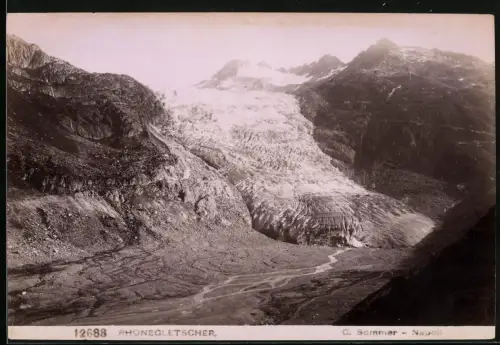 Fotografie G. Sommer, Napoli, Ansicht Gletsch, Ausläufe des Rhonegletscher