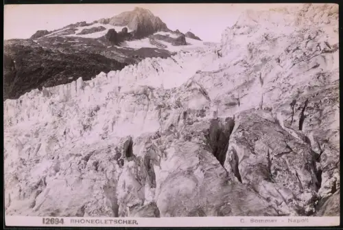 Fotografie G. Sommer, Napoli, Ansicht Gletsch, auf dem Rhonegletscher