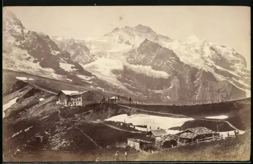 Fotografie unbekannter Fotograf, Ansicht Kl. Scheidegg, Blick nach dem Hotel Bellevue und Jungfrau