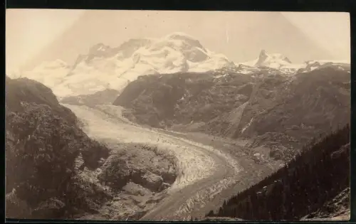 Fotografie unbekannter Fotograf, Ansicht Zermatt, Ausläufe des Gornergletscher