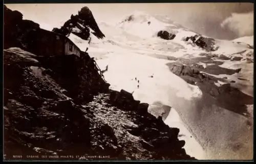 Fotografie unbekannter Fotograf, Ansicht Chamonix, Cabane des Grands Mulets et le Mont Blanc