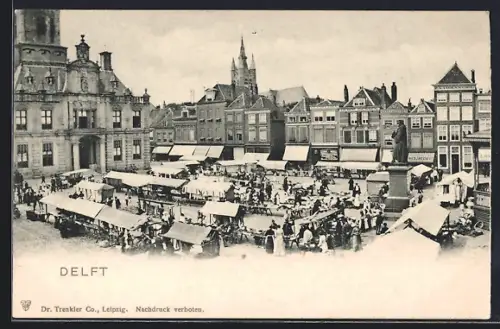 AK Delft, Marktplatz mit Geschäften
