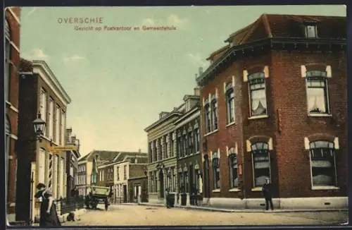 AK Overschie, Gezicht op Postkantoor en Gemeentehuis