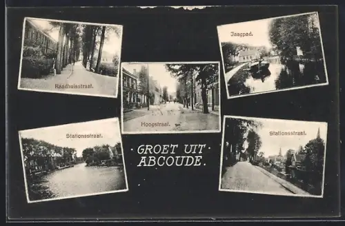 AK Abcoude, Raadhuisstraat, Hoogstraat, Jaagpad, Stationsstraat