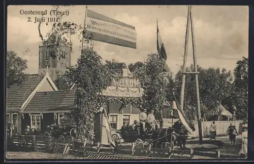 AK Oosterend /Texel, 2. Juni 1911, Ortsansicht mit Kirche