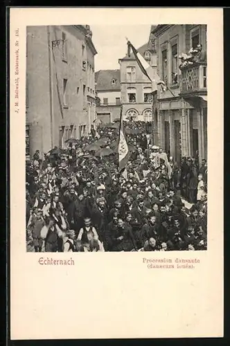 AK Echternach, Procession dansante danseurs loués