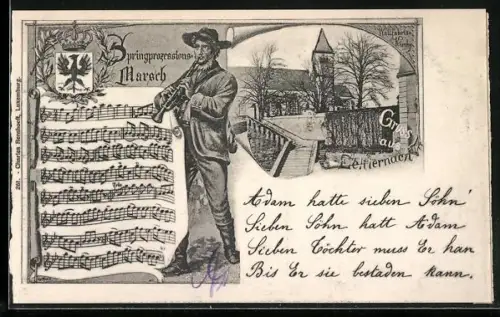 AK Echternach, Springprozessions-Marsch, Blick auf Kirche