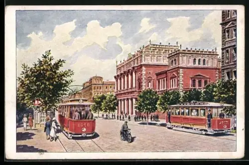 AK Wien, Strassenbahnen vor der Börse