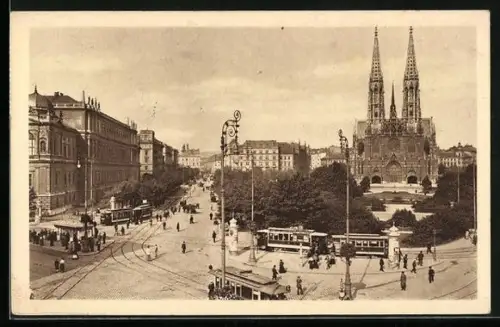AK Wien, Freiheitsplatz mit Strassenbahnen