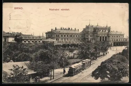 AK Brünn / Brno, Nádrazí námestí, Bahnhof