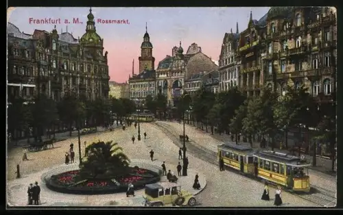 AK Frankfurt, Strassenbahn auf dem Rossmarkt