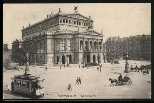 AK Frankfurt /Main, Strassenbahnverkehr auf dem Opernplatz