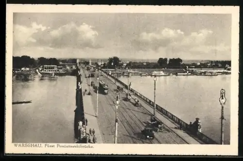 AK Warschau-Warszawa, Fürst Poniatowskibrücke, Strassenbahn